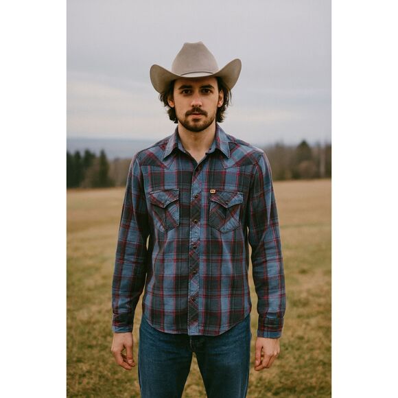 Salt Valley Western Pearl Snap Blue Gray Button Up Shirt Top  Mens Size Small - Picture 1 of 10